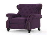 Accented Push Back Recliner Chair with Rolled Arms in Plum, Enjoy Cocooning Comfort 57337.00FPLU