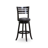 30" Bar Height Slat Back Swivel Stool, Espresso Finish, Charcoal Fabric Seat B04660691