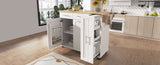 K&K Kitchen Island with Drop Leaf, Kitchen Storage Cart with 3 Tier Pull Out Cabinet Organizer, WF531421AAW