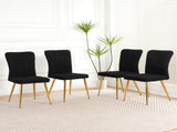 Modern Black teddy wool dining chair, upholstered chair with fabric accent side chair with W210127518