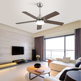 42 Inch Ceiling Fan 5 Blades Noiseless Reversible Dc Motor Remote Control With Led Light W934P156668