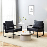 A set of 1 Classic Black PU Leather and Metal Frame Sofa -Ergonomically designed, a perfect blend of W3226P279067