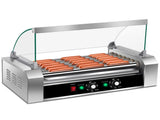 Stainless Steel Hot Dog Maker - 7 Rows, Toughened Glass Hood & 17.7"x9.8" Grill Surface 41605425