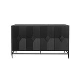 Accent Black Lacquered 4 Door Wooden Cabinet Sideboard Buffet Server Cabinet Storage Cabinet, for W1435133315