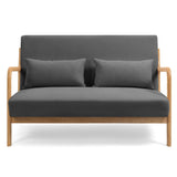Leisure Chair with Solid Wood Armrest and Feet, Mid-Century Modern Sofa,2 seat 64077015