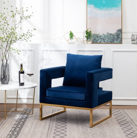 ZUN Lenola Contemporary Upholstered Accent Arm Chair, Blue T2574P164509