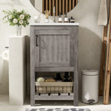 16" Bathroom Vanity Sink Combo for Small Space, Bathroom Sink Cabinet with Rectangular Ceramic N710P257402P