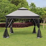 ZUN Outdoor 11x 11Ft Pop Up Gazebo Canopy With Removable Zipper Netting,2-Tier Soft Top Event 28407107