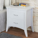 MDF Wooden Nightstand with 2 Drawers in White Finish B016P253796