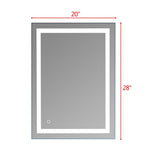 ZUN 28"x 20" Square Built-in Light Strip Touch LED Bathroom Mirror Silver 56002790