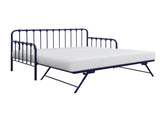 Daybed with Lift-up Trundle 1pc Navy Blue Finish Metal Frame Classic Design Home Furniture B011P332229