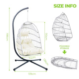 Outdoor Egg Hanging Chair with Stand, Patio Wicker Swing Egg Chair Indoor Swinging Chair Outdoor W2500P262991
