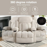 Swinging recliner massage heated sofa, with USB and 2 cup holders in side pockets, W1521P303168
