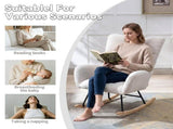 Teddy Fabric Wingback Glider Rocker with Side Storage Pocket, Soft Comfy Nursing Rocking Chair, 74089251