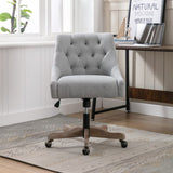 ZUN COOLMORE Office Chair Adjustable Height Swivel Chair with Wheels Linen Fabric Upholstered Computer W39532757