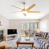52 Inch Modern Ceiling Fan with Dimmable LED Light and Remote Control 5 ABS Blades 3 Color W934P230375