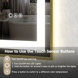 60x36" Gold Eco-Friendly Silver MirrorDual LED Light StripsFront and Back Lighting T3177P320571