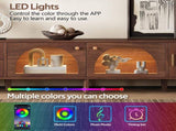 86 inch TV Stand for TVs up to 90", Entertainment Center with App Controlled LED Lights, 2 Drawers & N710P438977P