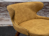 Nevis Mid-century Modern Faux Leather Tufted Nailhead Trim Counter Stool Set of 2, Yellow T2574P165100