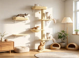 Beige 3-in-1 Cat Wall Shelves for Climbing & Sleeping 08448041