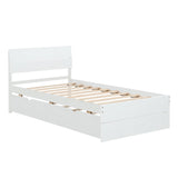 Modern Twin Bed Frame With Twin Trundle For High Gloss Headboard and Footboard With Creamy W697131325