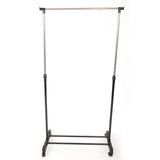 Single-bar Vertical & Horizontal Stretching Stand Clothes Rack with Shoe Shelf YJ-01 Black & Silver 62194653
