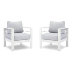 ZUN Small Comfy Couch White Aluminum Single Sofa Outdoor Couch Patio Furniture Set Of 2 Pieces W1828140121