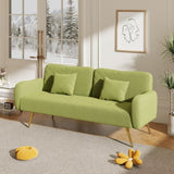 ZUN 70.47" Green Fabric Double Sofa with Split Backrest and Two Throw Pillows,Suitable for living room, W1658120161