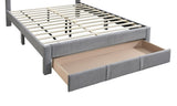 Luxury Contemporary Look 1pc Queen Size Bed w Storage Drawer Gray Corduroy Headboard Bedframe B011P238965