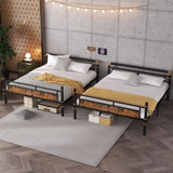Full over Full Metal Bunk Bed, Industrial Detachable Bunkbeds with Safety Guard Rails for Teens W2580P304986