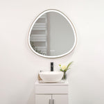 ZUN 32 x 32 in. Gunmetal Grey Framed Dimmable Anti-Fog LED Bathroom Vanity Mirror W716P233470