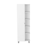 ZUN Urano Corner Linen Cabinet, Five External Shelves, Single Door, Four Interior Shelves -White B20091991