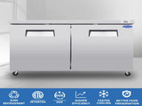 ORIKOOL 60" Commercial Under Counter Freezer 2 Door 18.5 Cu.ft Undercounter Work Top Freezers ETL W2095126120
