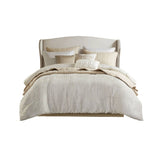 10 PCS Queen Luxury Jacquard Comforter Set Ivory B035P319216