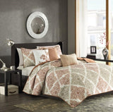 6 Piece Printed Quilt Set with Throw Pillows Multi Full/Queen B03597396