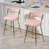 (SET of 2) 26'' Counter height bar stools Corduroy kitchen island counter bar stool with back,golden W2215P290561