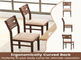 2 PCS Solid Rubber Wood Dining Chairs Set , Farmhouse Style Upholstered Armless Chairs with Hollow 99423812