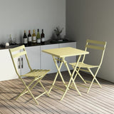 3 Piece Patio Bistro Set of Foldable Square Table and Chairs, Yellow W1586P143173