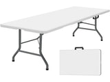 6 Foot Folding Table,White Plastic Folding Table,Built-in Handle,Indoor Outdoor Table for Picnic 87444782