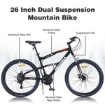 ZUN 26 inch Mountain Bike 21-Speed Dual Suspension Aluminum Alloy Frame For Men and Women's Bike W1019P179703