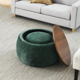 Round Storage Ottoman, 2 in 1 Function, Work as End table and Ottoman,with small W487P165701