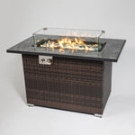 ZUN 44inch Outdoor Fire Pit Table, Propane Fire Table with Ceramic Tabletop Gas Fire Table W85343036