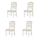 ZUN TOPMAX Vintage Traditional 4-Piece Upholstered Dining Chairs, Serrated Dining Backs,Cream N717P170412D