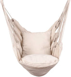 ZUN Hammocks Hanging Rope Hammock Chair Swing Seat with Two Seat Cushions and Carrying Bag, Natural W2181P153964