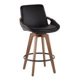 Cosmo Mid-Century Counter Stool in Walnut and Black Faux Leather by LumiSource B202P222361