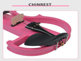 Full Size 4/4 Bunnel Edge Electric Silent Violin with Case Bow Rosin Headphone Connecting Line Pink 01411358