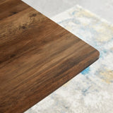 Modern Minimalist Style Dining Table MDF wooden Top Black Metal Shelf Metal Heat Transfer Legs W241132801