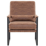 Single Iron Frame Chair Light Brown Technology Fabric Indoor Leisure Chair 43319375