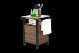 Single door bar cart,Outdoor Kitchen Wicker Island Rolling Cart & Storage Cabinet, Wheels and W640P256896