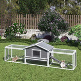 ZUN 2-Story Large Wooden Rabbit Hutch Pet House with Ramps, Lockable Doors, Run Area and Asphalt Roof 67210281